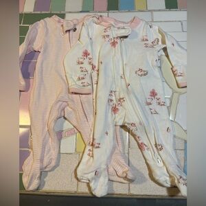 2 sets of Pink and Cream Kids One Piece pjs